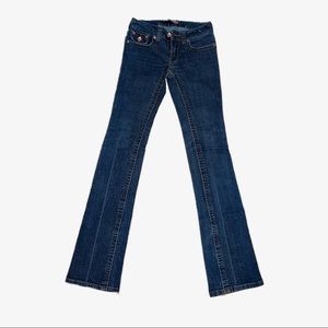 Low waisted navy blue jeans
